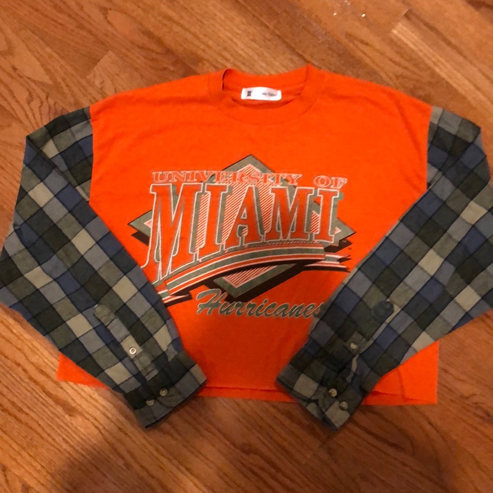 University of Miami vintage flannel sleeve shirt